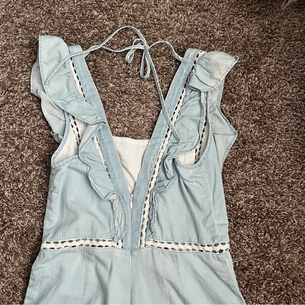BCBGeneration Light Blue Ruffle Romper - Picture 3 of 6